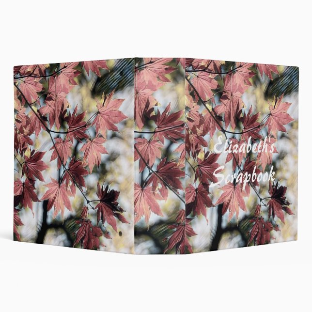 Rustic fall maple leaves rusty red pink brown binder (Background)