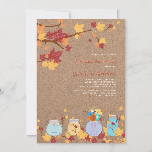Rustic Fall Mason Jars Invitation (Front)