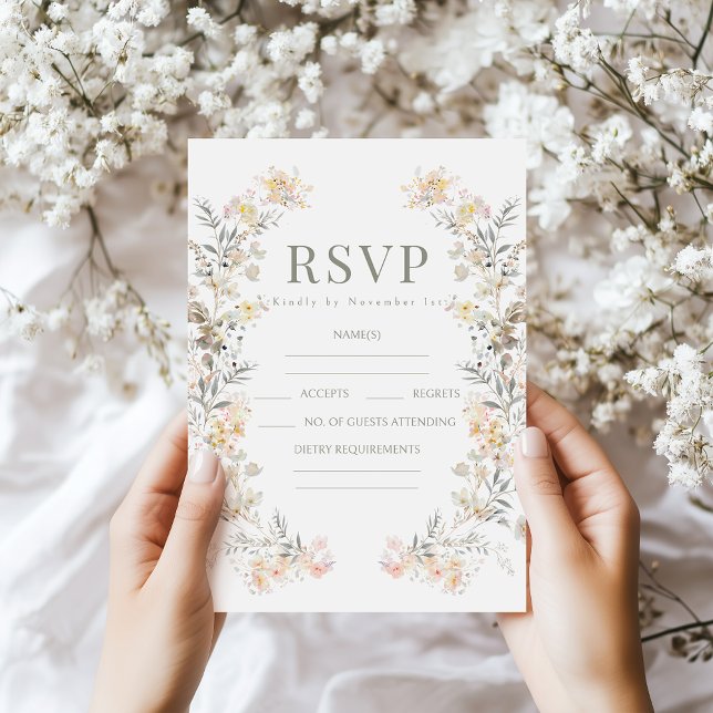 Rustic Fall Meadow Wildflower Wedding RSVP cards (Créateur téléchargé)
