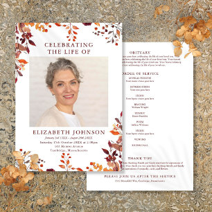 Rustic Fall Memorial Funeral Order Of Service Program
