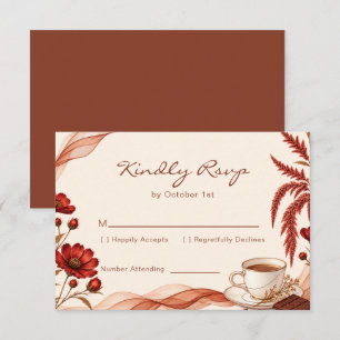 Rustic Fall Mocha Coffee Chocolate Bridal Shower RSVP Card