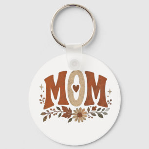 Rustic Fall Mom Floral Autumn Love Keychain