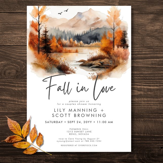 Rustic Fall Mountain Fall In Love Couples Shower Invitation (Rustic Fall Mountain Fall In Love Couples Shower Invitation)