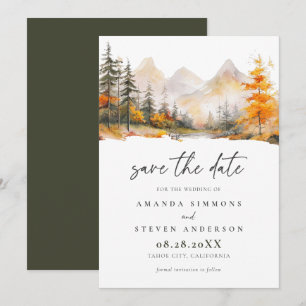 Rustic Fall Mountain Pine Forest Wedding Save The Date