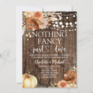 Rustic Fall Nothing Fancy Just Love Wedding Invitation