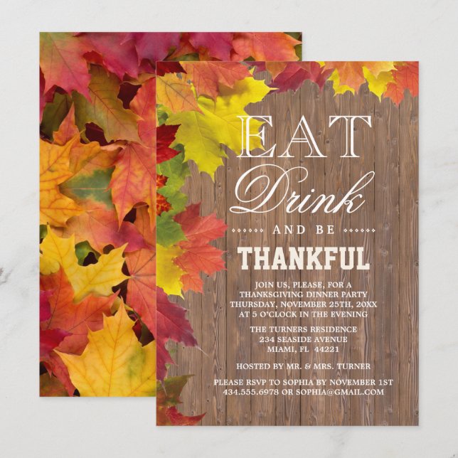 Rustic Fall Old Wood Barn Thanksgiving Invitation (Front/Back)