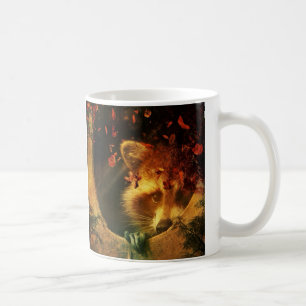 Rustic fall orange autumn leaves woodland raccoon coffee mug