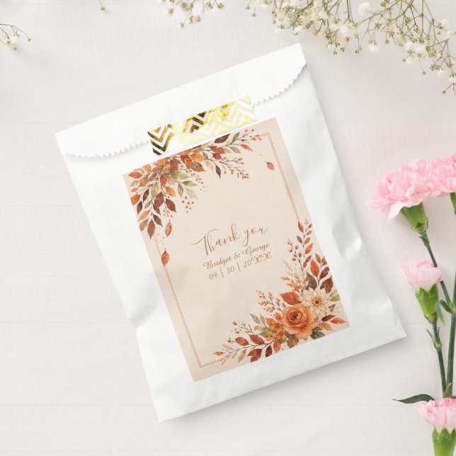 Rustic Fall Orange Foliage Wedding  Favour Bag (Sealed)