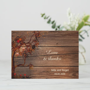 Rustic Fall Photo Wedding Thank You Card