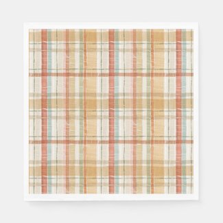 Rustic Fall Plaid Watercolor Pattern Napkin