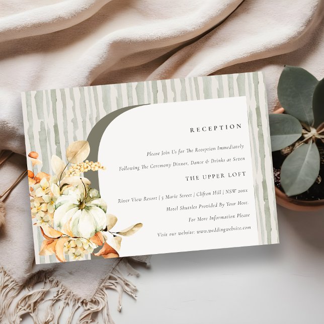 Rustic Fall Pumpkin Arch Floral Wedding Reception Enclosure Card (Creator Uploaded)