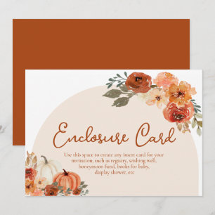 Rustic Fall Pumpkin Autumn Floral Enclosure Card