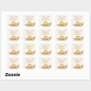 Rustic Fall Pumpkin Baby Shower Favour Square Sticker