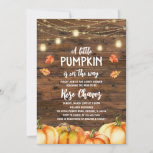 Rustic Fall Pumpkin Baby Shower Invitation