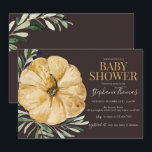 Rustic Fall Pumpkin Baby Shower Invitation<br><div class="desc">Rustic style with olive branches and a pumpkin.</div>