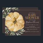 Rustic Fall Pumpkin Baby Shower Invitation<br><div class="desc">Rustic style with olive branches and a pumpkin.</div>