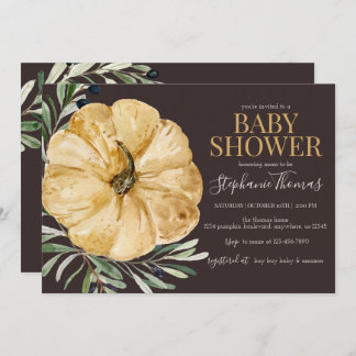 Rustic Fall Pumpkin Baby Shower Invitation