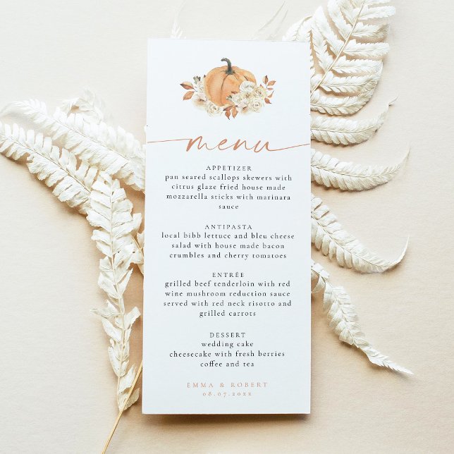 Rustic Fall Pumpkin Baby Shower Menu Card (Creator Uploaded)