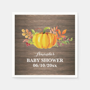 Rustic Fall Pumpkin Baby Shower Napkin