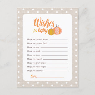 Rustic Fall Pumpkin Baby Shower Wish Card