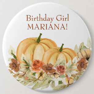 Rustic Fall Pumpkin Birthday Party 6 Inch Round Button