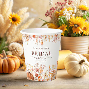 Rustic Fall pumpkin Bridal Shower Paper Cups