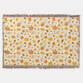 Rustic Fall Pumpkin Charm Throw Blanket