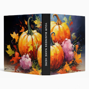 Rustic Fall Pumpkin Colourful Autumn Leaves Binder