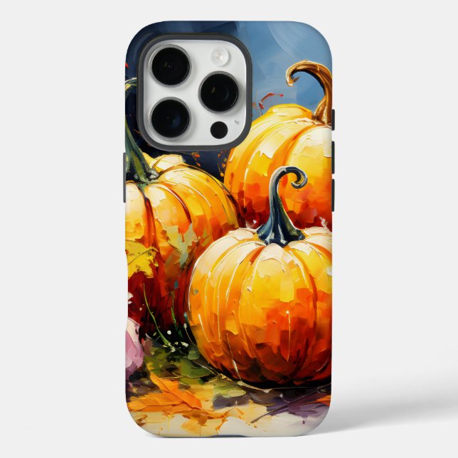 Rustic Fall Pumpkin Colourful Autumn Leaves Case-Mate iPhone Case (Back)