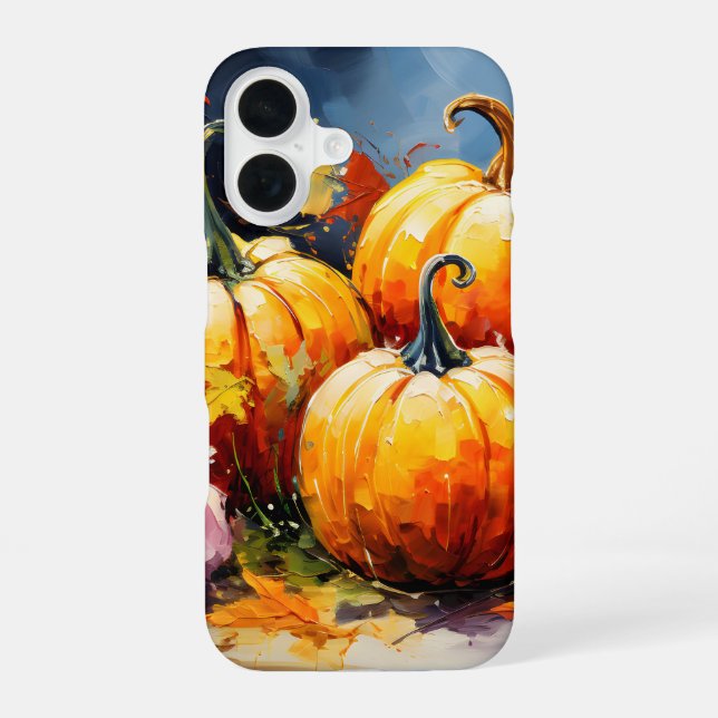 Rustic Fall Pumpkin Colourful Autumn Leaves iPhone 16 Case (Back)