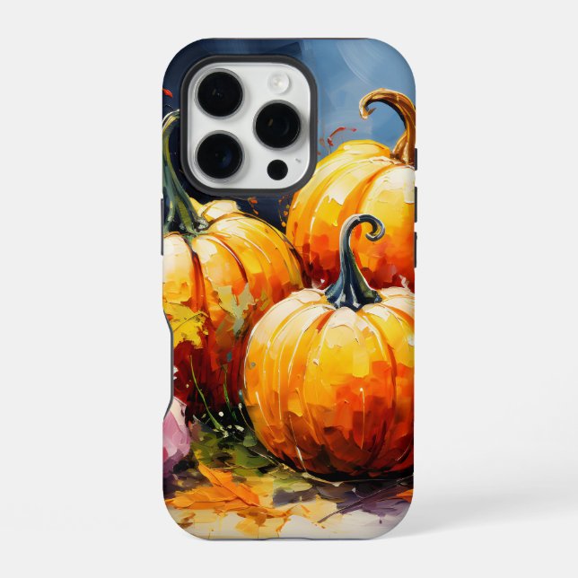Rustic Fall Pumpkin Colourful Autumn Leaves iPhone Case (Back)
