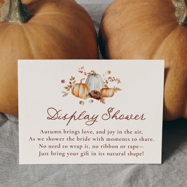 Rustic Fall Pumpkin Floral Bridal Display Shower Enclosure Card (Creator Uploaded)