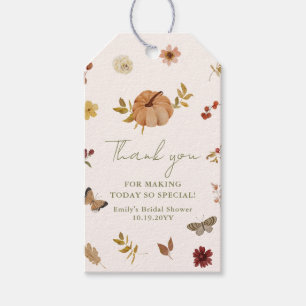 Rustic Fall Pumpkin Floral Bridal Shower Thank You Gift Tags