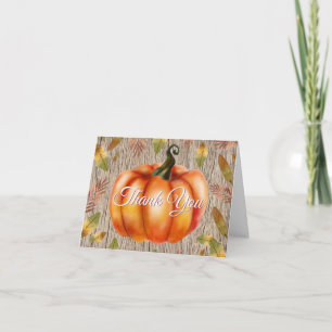 Rustic Fall Pumpkin Orange Thank You card