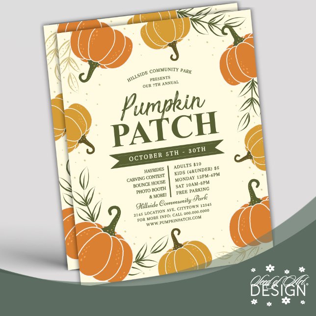 Rustic Fall Pumpkin Patch Leaf Season Event Flyer (Creator Uploaded)