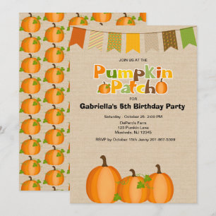 Rustic Fall Pumpkin Picking Birthday Party Invitation