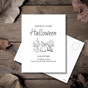 Rustic Fall Pumpkin Simple Typography Halloween  Holiday Postcard
