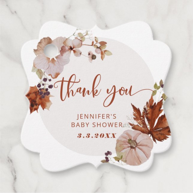 Rustic fall pumpkin thank you tag (Front)