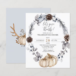 Rustic Fall Pumpkin Thanksgiving Dinner Invitation