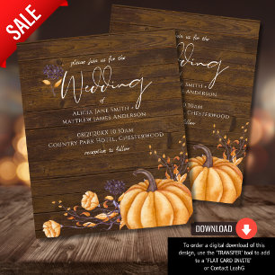 Rustic Fall Pumpkin Wedding Budget Invitations