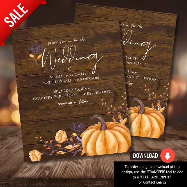Rustic Fall Pumpkin Wedding Budget Invitations (Creator Uploaded)