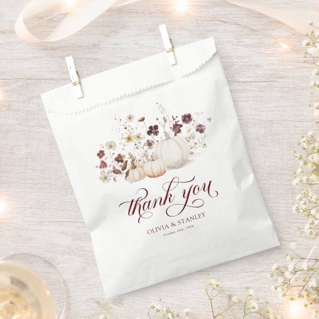 Rustic Fall Pumpkin Wedding Favour Bag (Clipped)