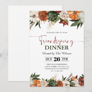 Rustic Fall Pumpkins Friendsgiving Dinner Invitation