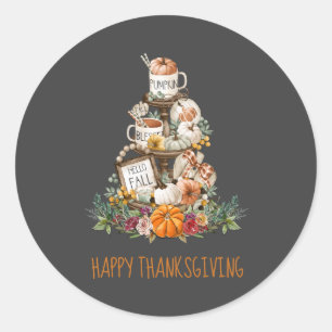 Rustic Fall Pumpkins Happy Thanksgiving Classic Ro Classic Round Sticker
