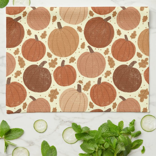 Rustic Fall Pumpkins Kitchen Towel (Folded)
