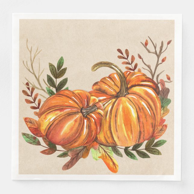 Rustic Fall Pumpkins Napkin (Front)