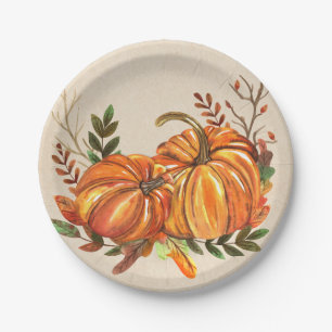 Rustic Fall Pumpkins Paper Plate