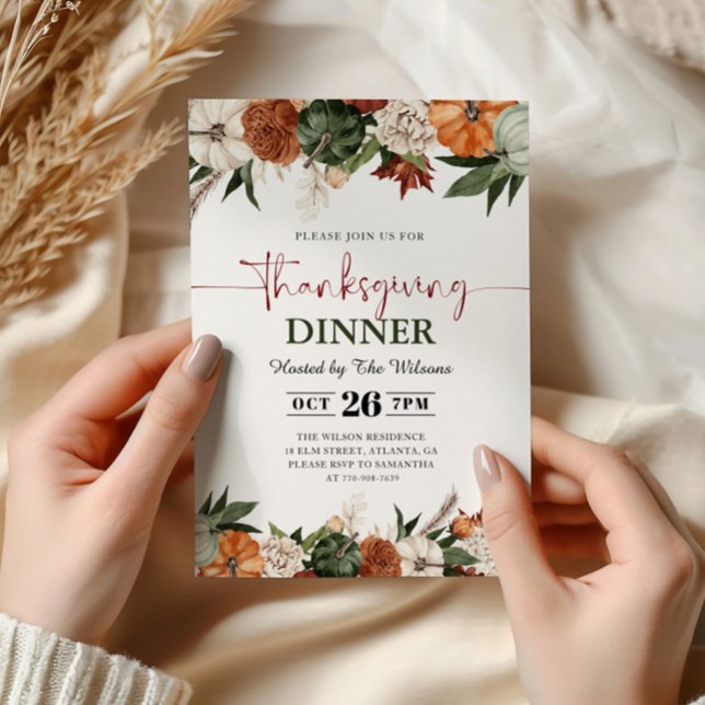 Rustic Fall Pumpkins Thanksgiving Dinner  Invitation (Creator Uploaded)