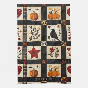 Rustic Fall Quilt Pattern Farmhouse Patchwork Kitchen Towel