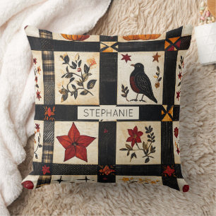 Rustic Fall Quilt Pattern   Farmhouse Patchwork Throw Pillow